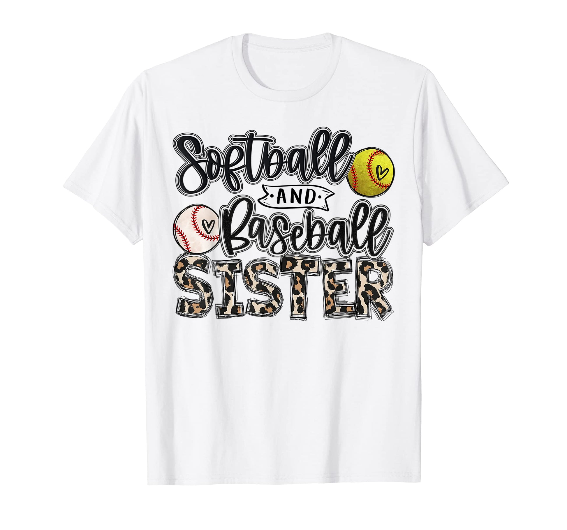 Baseball And Softball Sister Both T-Shirt - Trendy Graphic for Adults - T-Shirt, Sweatshirt, Hoodie