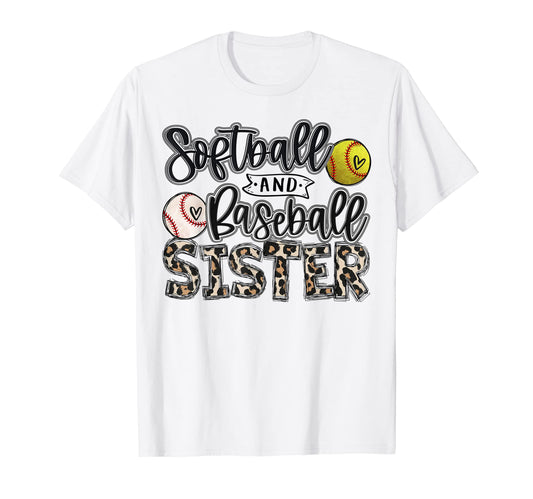 Baseball And Softball Sister Both T-Shirt - Trendy Graphic for Adults - T-Shirt, Sweatshirt, Hoodie