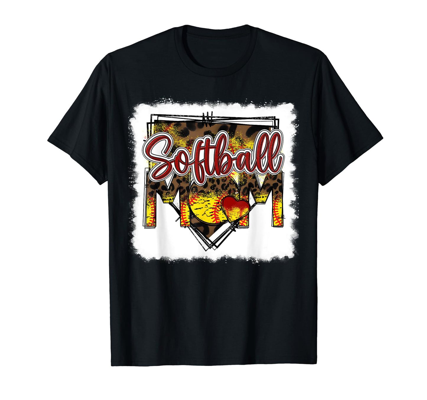 Bleached Softball Mom Leopard T-Shirt - Casual Everyday Wear Men Women - T-Shirt, Sweatshirt, Hoodie