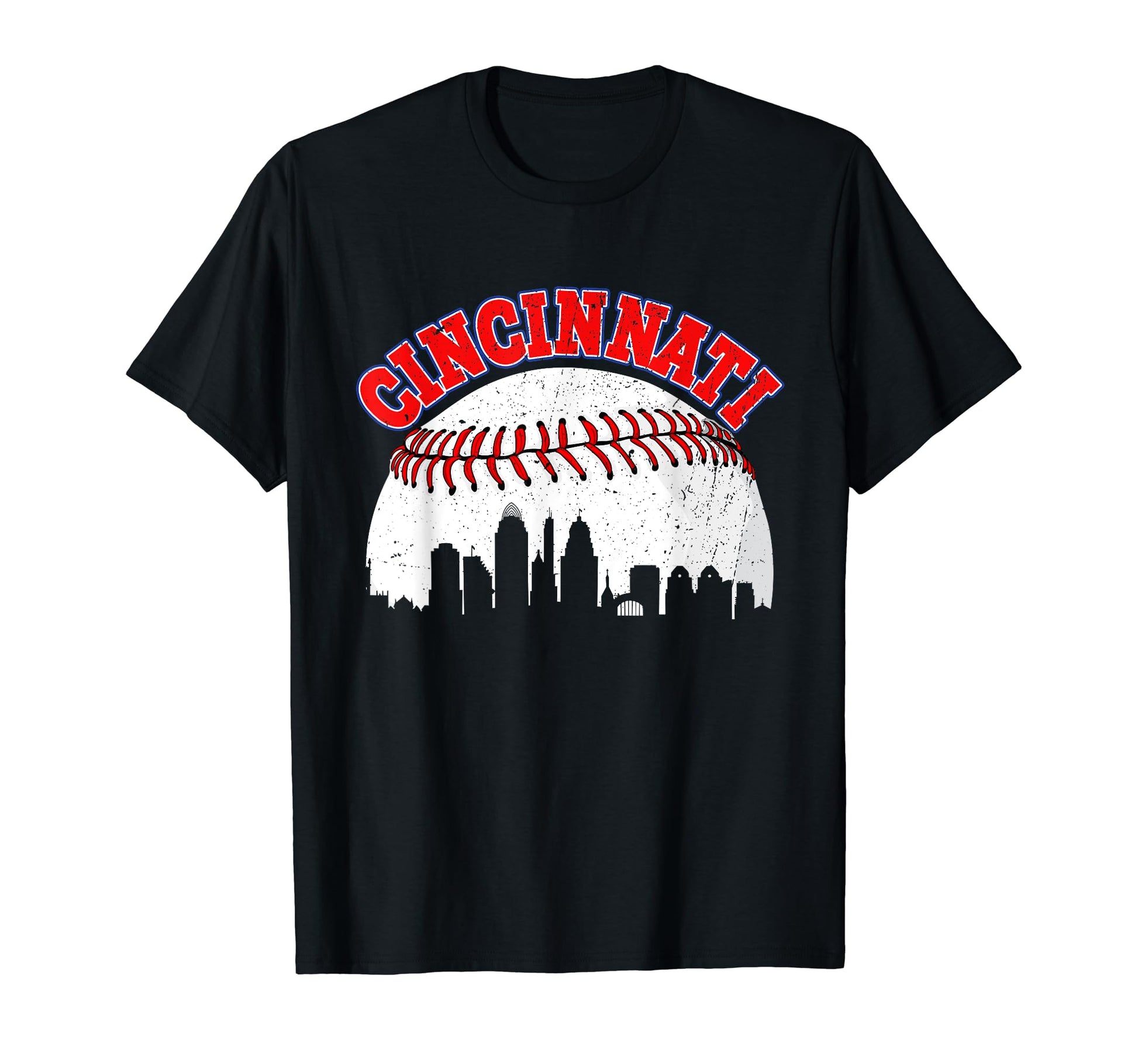 Distressed Baseball Cincinnati T-Shirt - Minimalist Print for Adults - T-Shirt, Sweatshirt, Hoodie