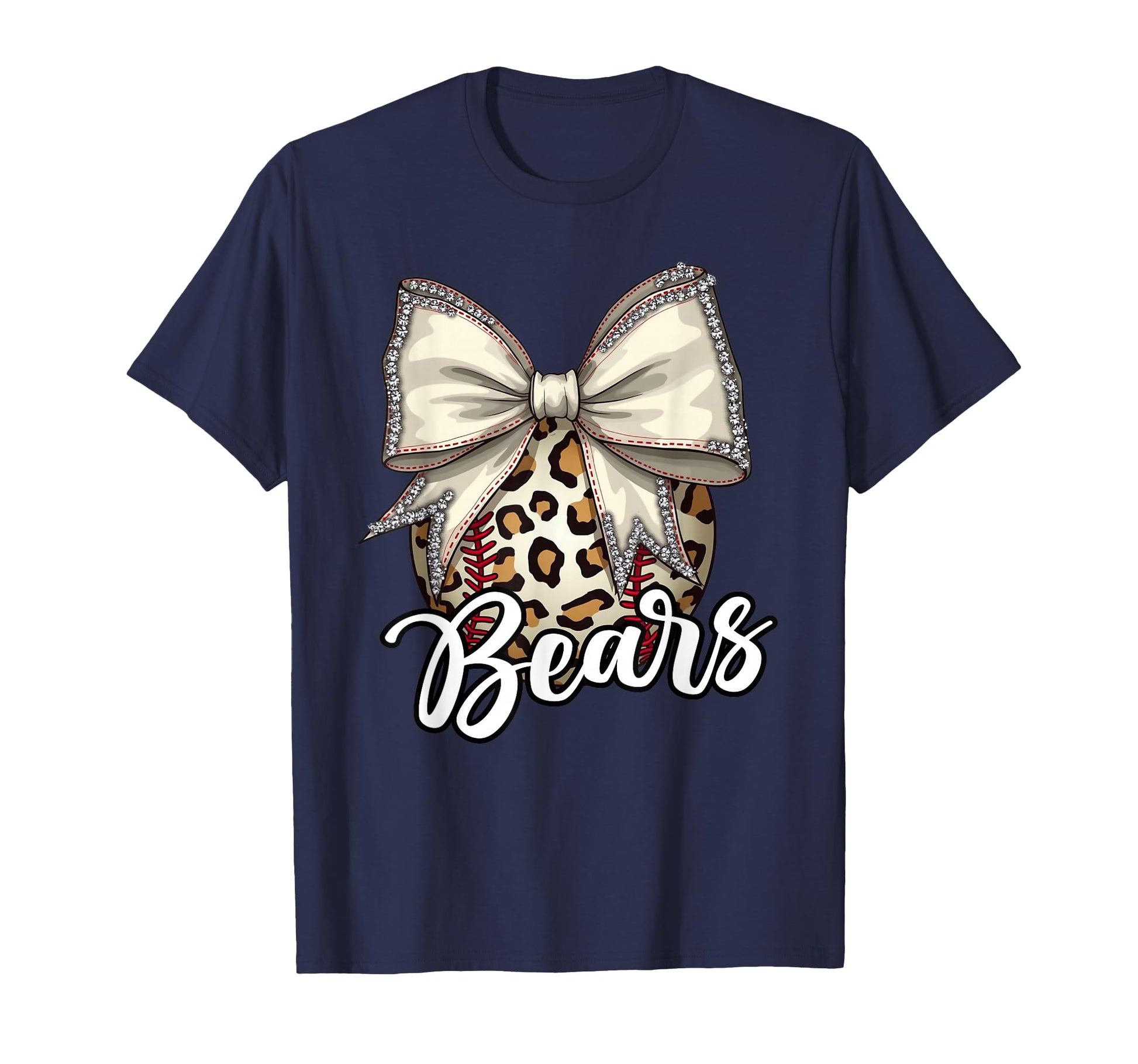 Bears Baseball Mom Leopard Coquette Bow T-Shirt - Graphic Print for Adults - T-Shirt, Sweatshirt, Hoodie