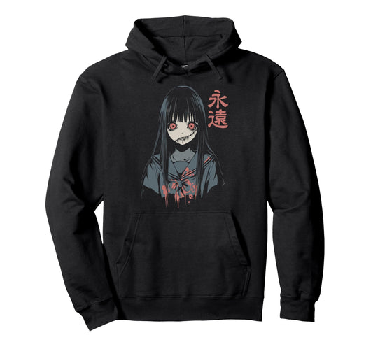 Anime Horror Aesthetic Soft Grunge Waifu Hoodie - Graphic Print Unisex - T-Shirt, Sweatshirt, Hoodie