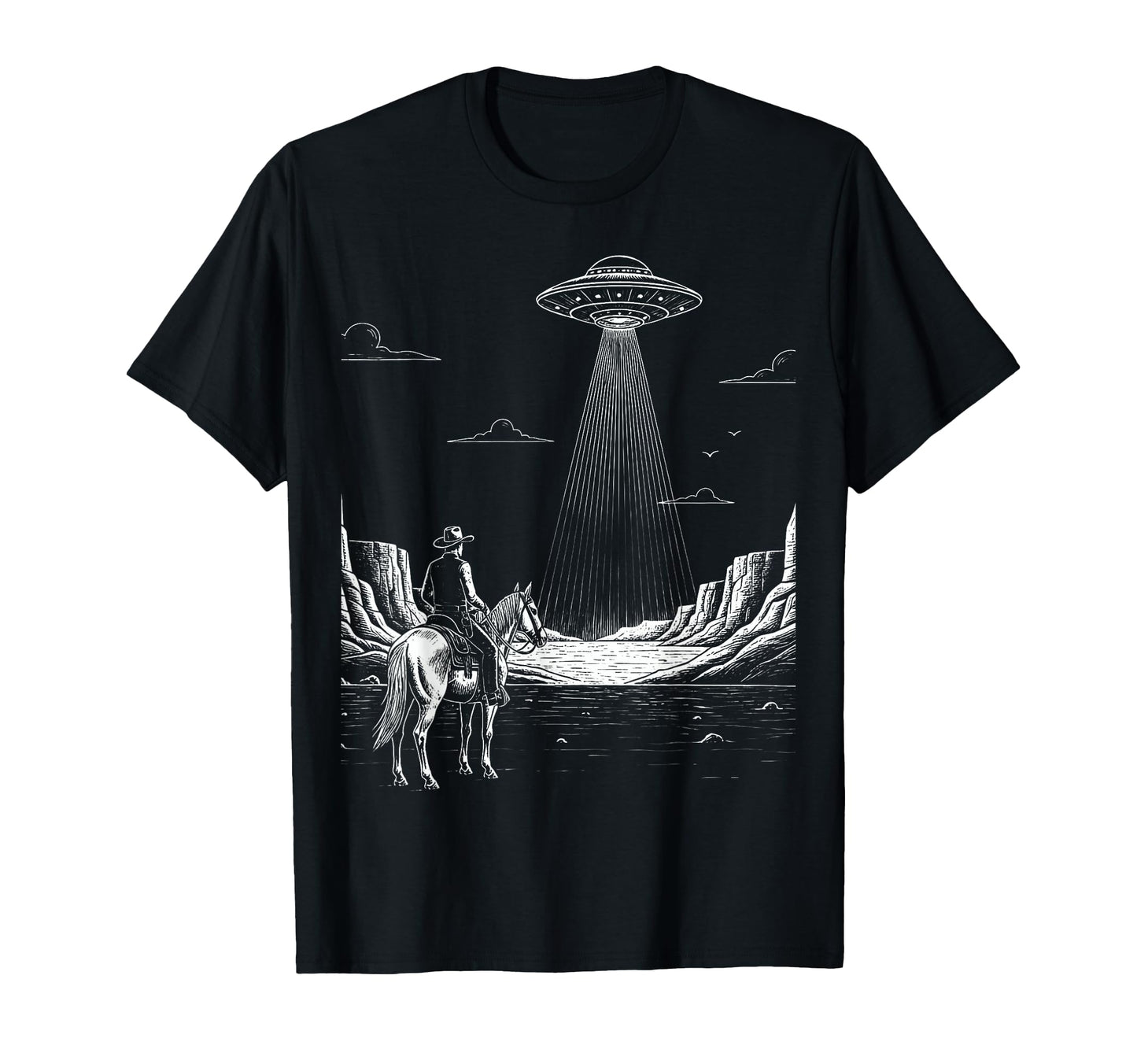 Cowboy Ufo Encounter Western T-Shirt - Casual Everyday Wear Men Women - T-Shirt, Sweatshirt, Hoodie