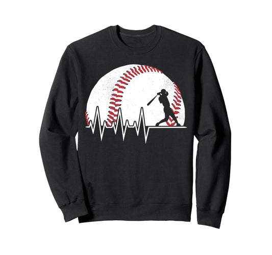 Baseball Heartbeat Sport Fan Sweatshirt - Casual Everyday Wear Unisex - T-Shirt, Sweatshirt, Hoodie