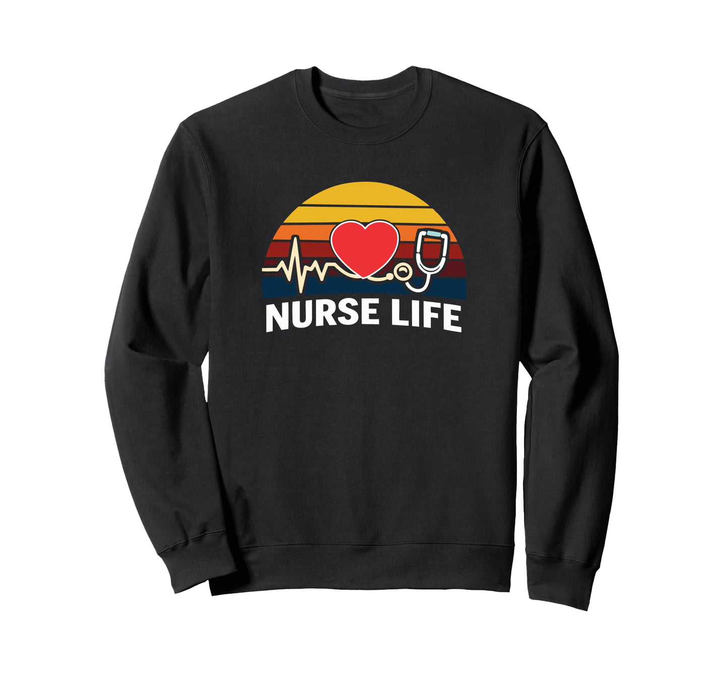 Nurse Life Sunset Heart Sweatshirt - Fun Novelty Design Unisex - T-Shirt, Sweatshirt, Hoodie