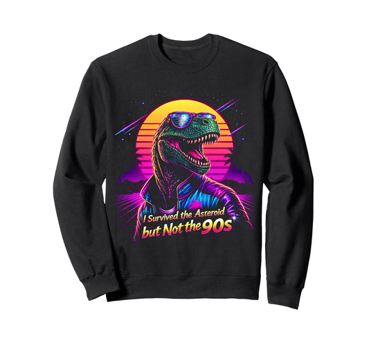 80S Synthwave T Rex Funny Sweatshirt - Minimalist Print Unisex - T-Shirt, Sweatshirt, Hoodie