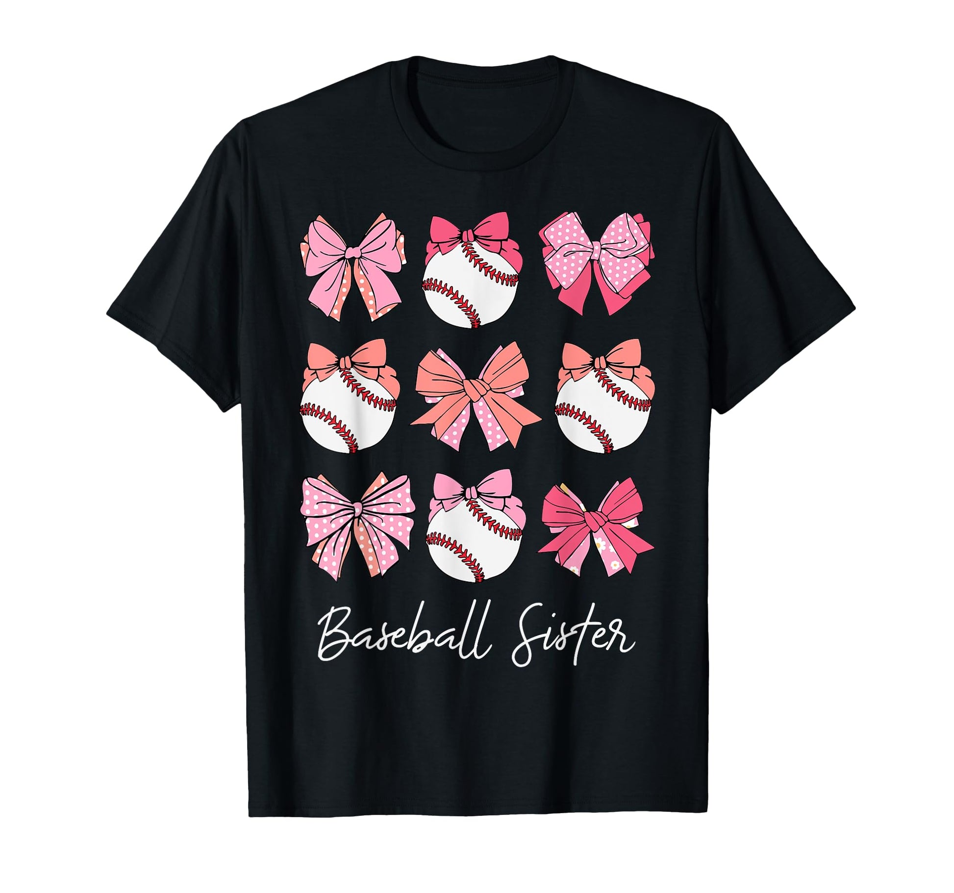 Baseball Sister Coquette Bow Sport T-Shirt - Minimalist Print for Adults - T-Shirt, Sweatshirt, Hoodie