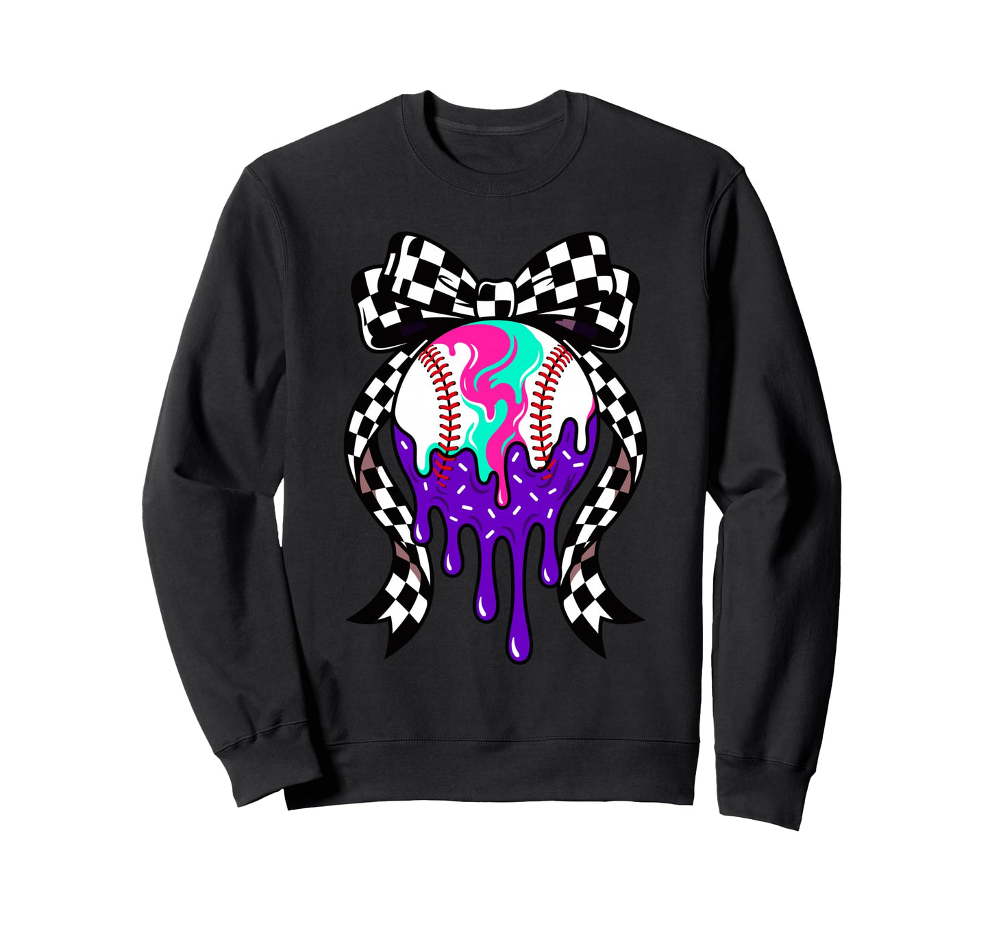 Softball Coquette Bow Dripping Sweatshirt - Streetwear Style for Adults - T-Shirt, Sweatshirt, Hoodie