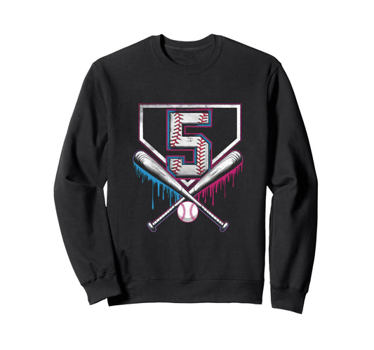 5Th Birthday Baseball Home Ice Sweatshirt - Fun Novelty Design Unisex - T-Shirt, Sweatshirt, Hoodie
