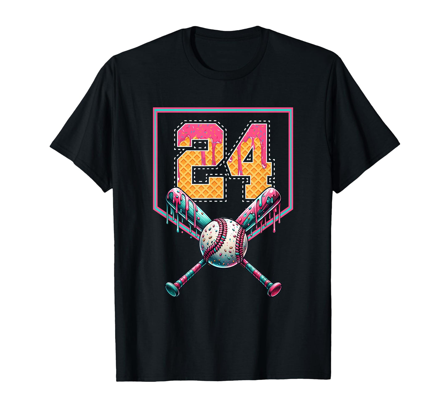 Baseball Drip Number 24 Player Or 24Th T-Shirt - Aesthetic Graphic Unisex - T-Shirt, Sweatshirt, Hoodie