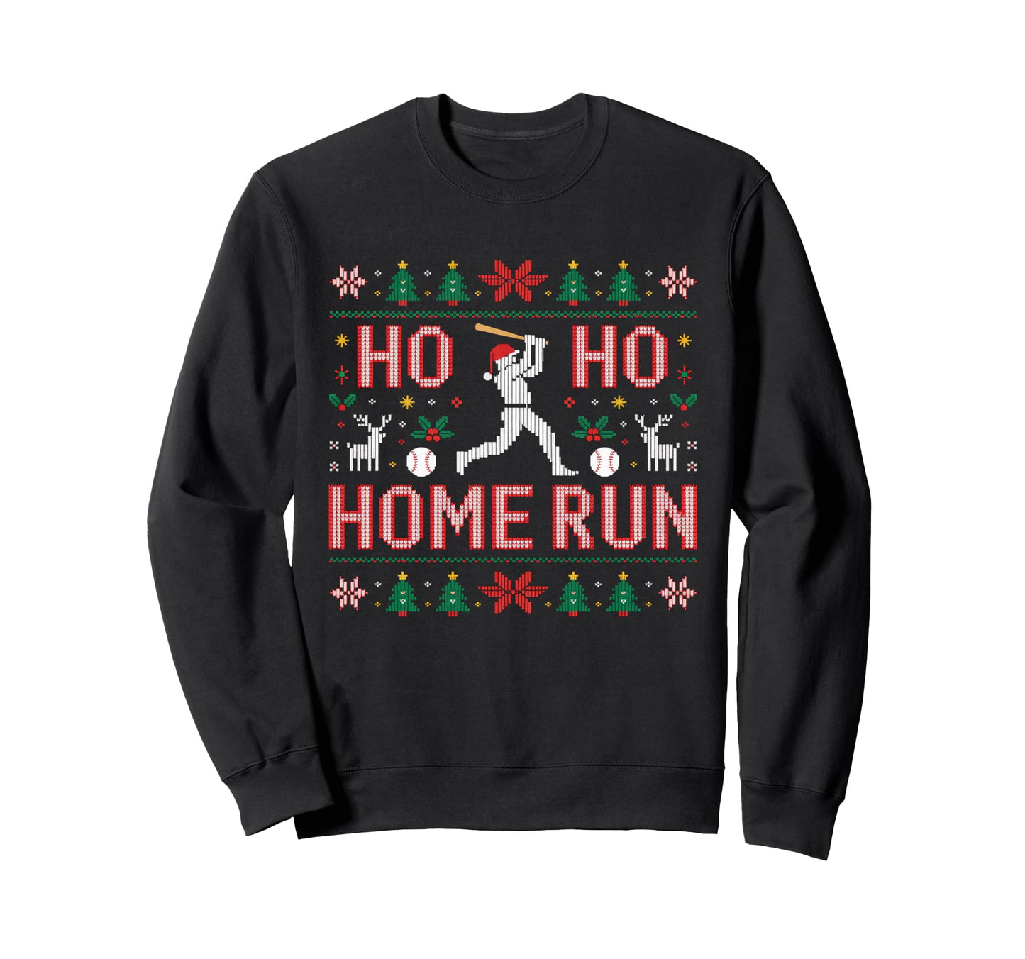 Ho Ho Home Run Baseball Sweatshirt - Trendy Graphic Men Women - T-Shirt, Sweatshirt, Hoodie