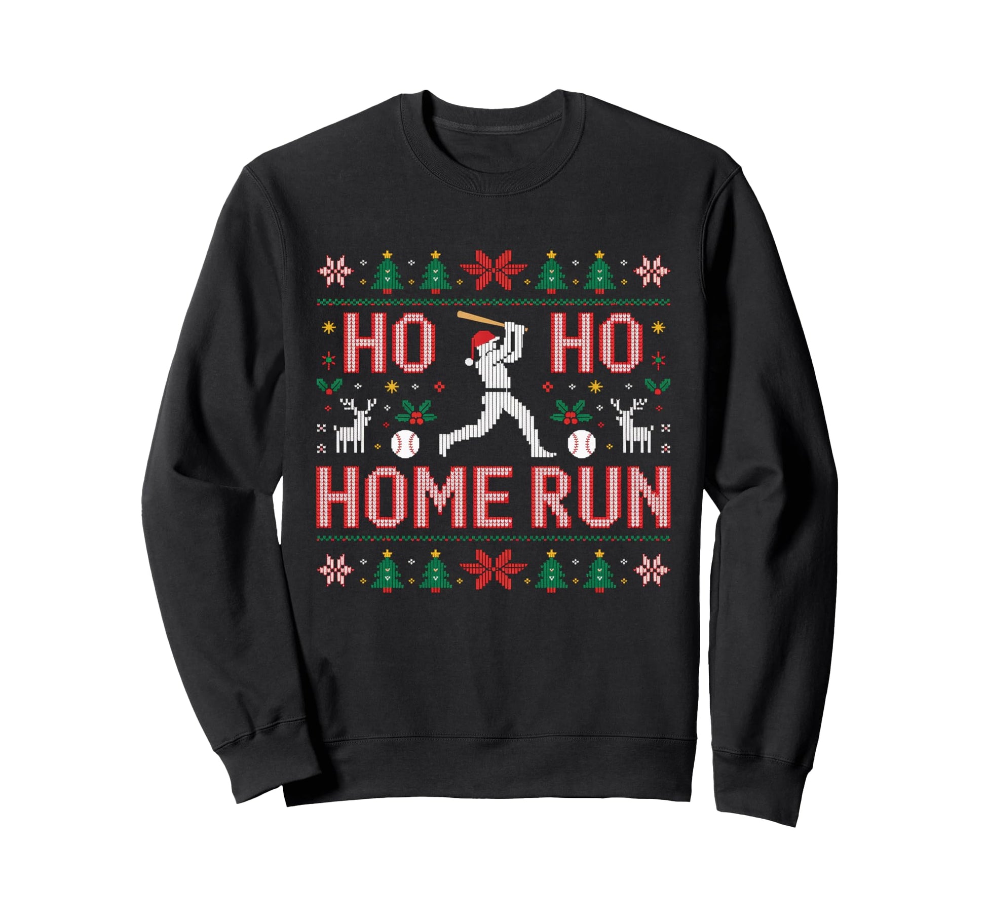 Ho Ho Home Run Baseball Sweatshirt - Trendy Graphic Men Women - T-Shirt, Sweatshirt, Hoodie
