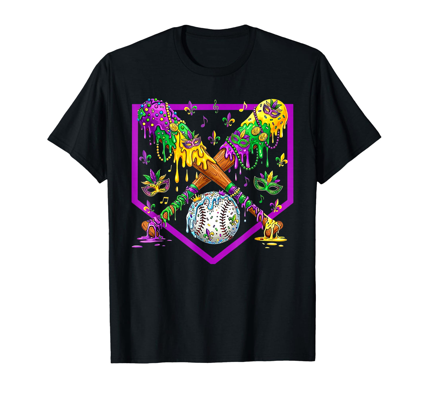 Baseball Mardi Gras Carnival Party Mask T-Shirt - Novelty Apparel Unisex - T-Shirt, Sweatshirt, Hoodie