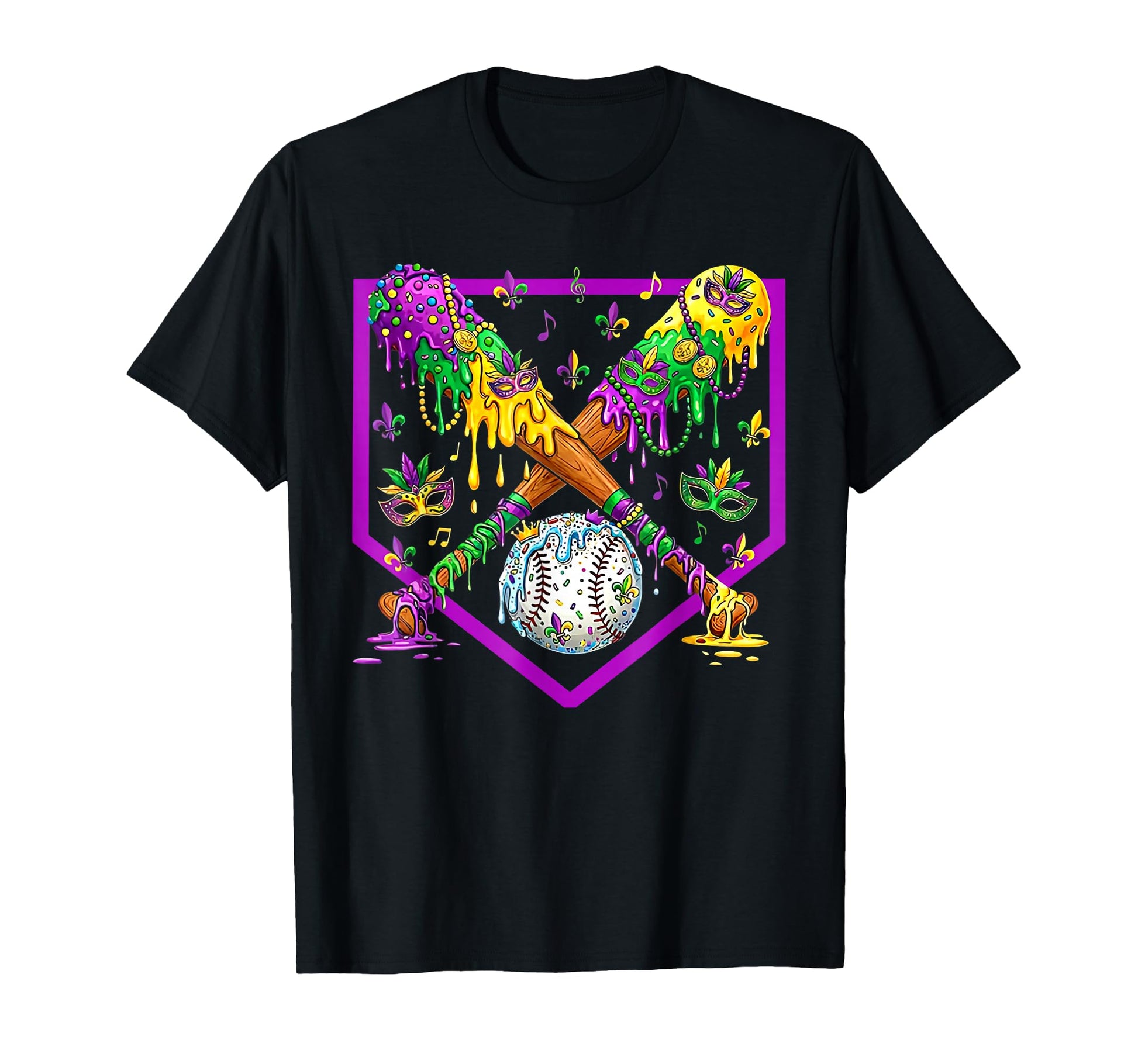 Baseball Mardi Gras Carnival Party Mask T-Shirt - Novelty Apparel Unisex - T-Shirt, Sweatshirt, Hoodie