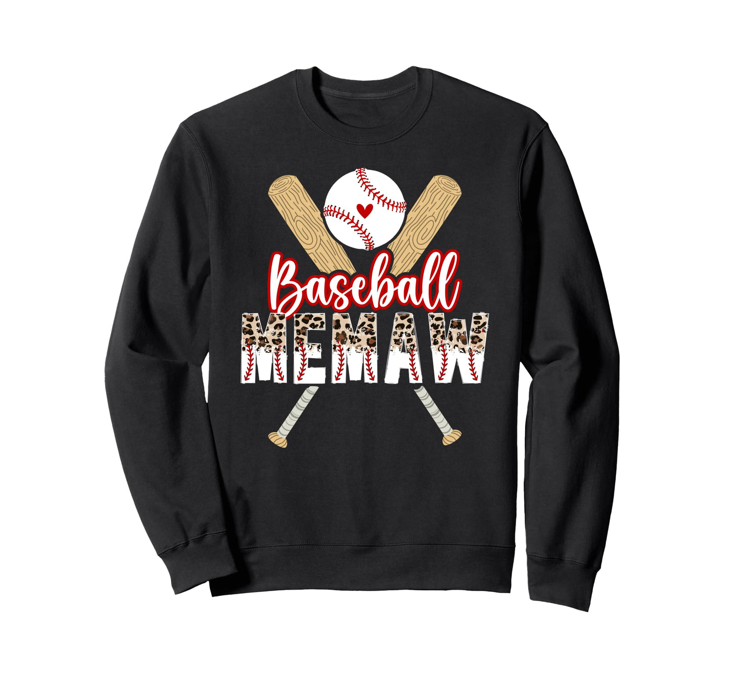 Baseball Memaw Leopard Memaw Baseball Sweatshirt - Graphic Print Unisex - T-Shirt, Sweatshirt, Hoodie