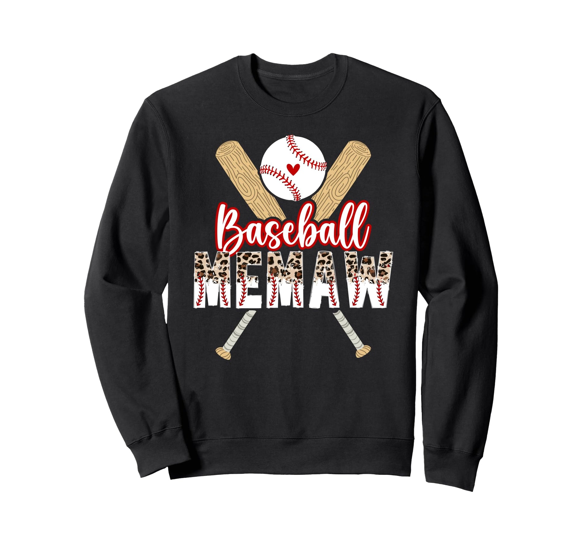 Baseball Memaw Leopard Memaw Baseball Sweatshirt - Graphic Print Unisex - T-Shirt, Sweatshirt, Hoodie