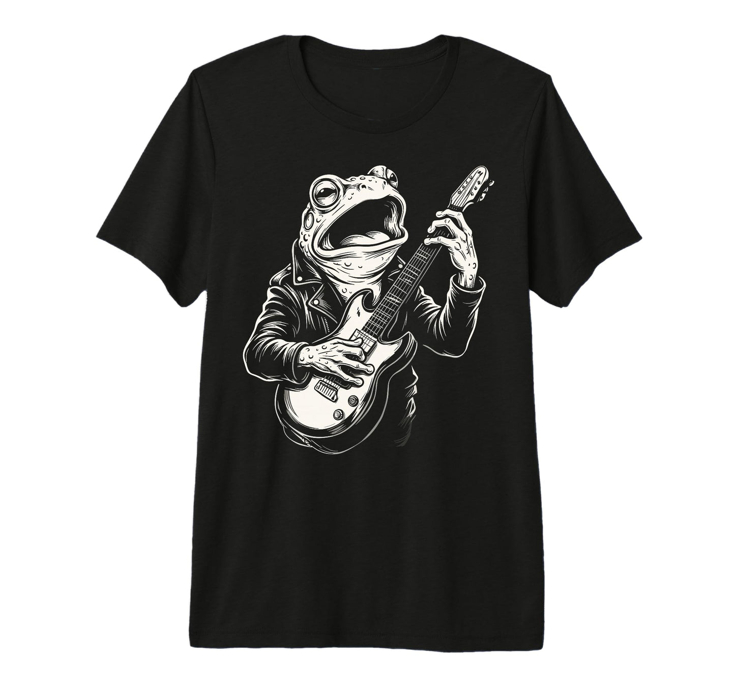Funny Frog Playing Guitar Heavy Metal T-Shirt - Custom Art Print Unisex - T-Shirt, Sweatshirt, Hoodie