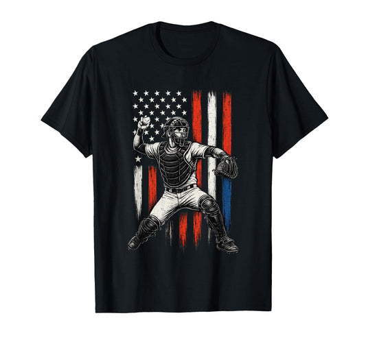 Baseball American Flag Patriotic T-Shirt - Aesthetic Graphic Men Women - T-Shirt, Sweatshirt, Hoodie