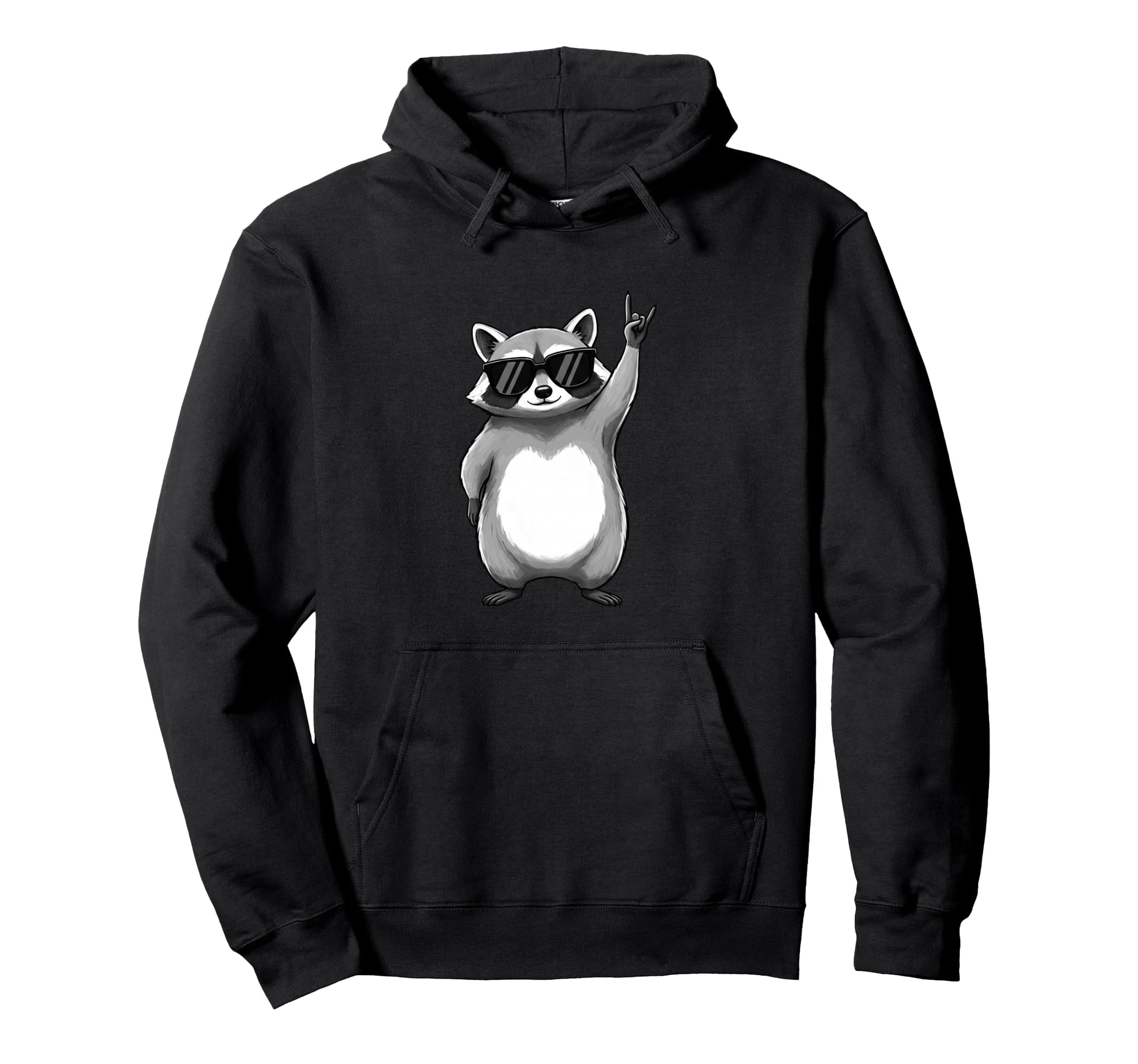 Raccoon Rocking Out Music Gift Animal Hoodie - Custom Art Print for Adults - T-Shirt, Sweatshirt, Hoodie