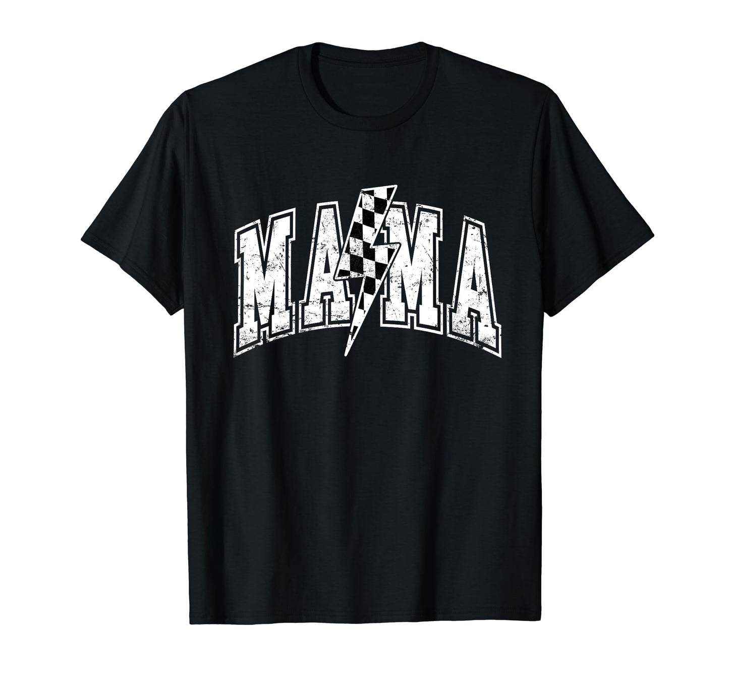 Mama Lightning Bolt Checkered Varsity T-Shirt - Graphic Print for Adults - T-Shirt, Sweatshirt, Hoodie