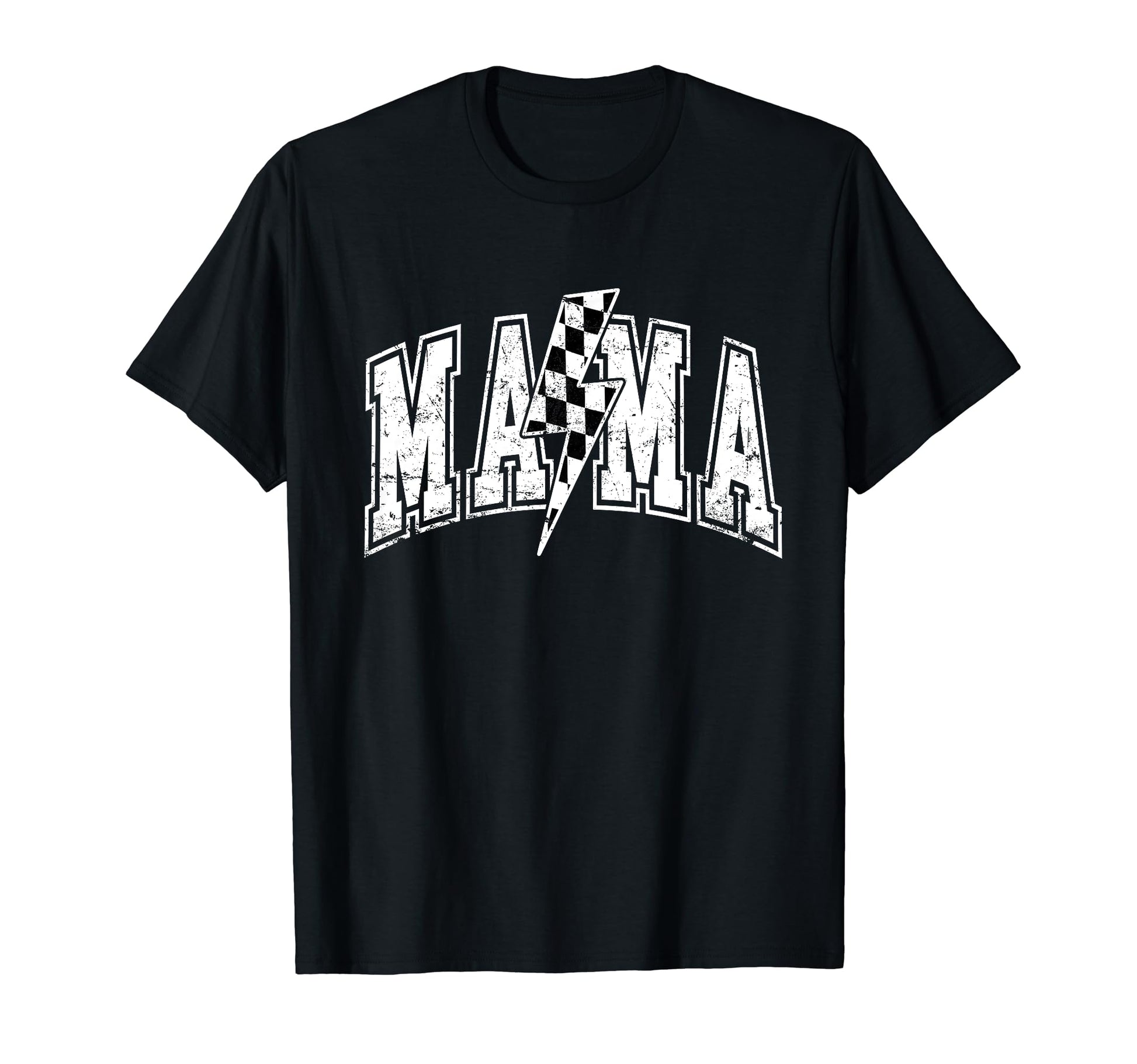 Mama Lightning Bolt Checkered Varsity T-Shirt - Graphic Print for Adults - T-Shirt, Sweatshirt, Hoodie