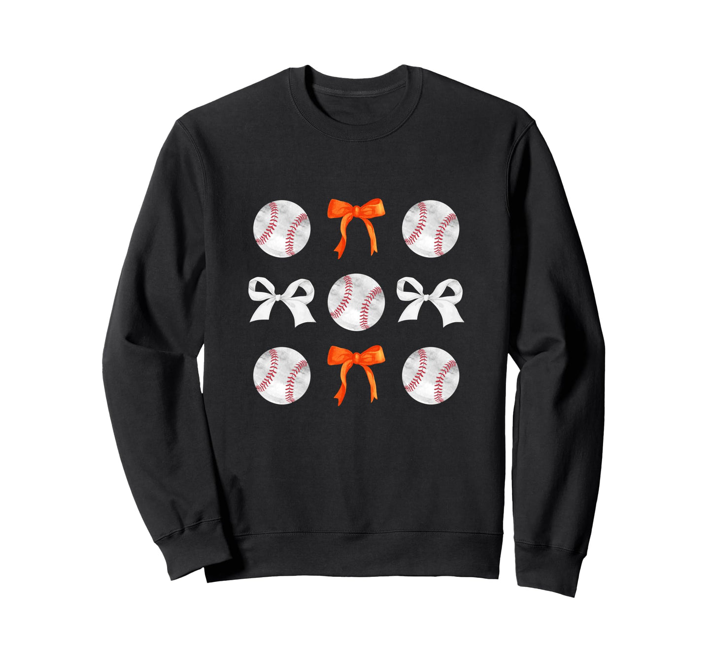 Baseballs Orange Bows Baseball Player Sweatshirt - Graphic Print Unisex - T-Shirt, Sweatshirt, Hoodie