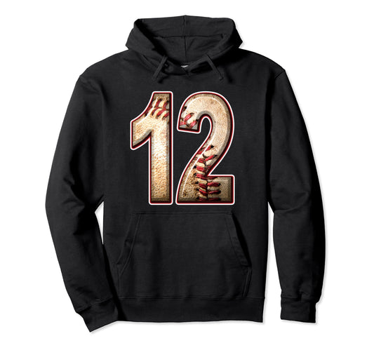 12Th Birthday Baseball Sports 12 Years Hoodie - Novelty Apparel Men Women - T-Shirt, Sweatshirt, Hoodie