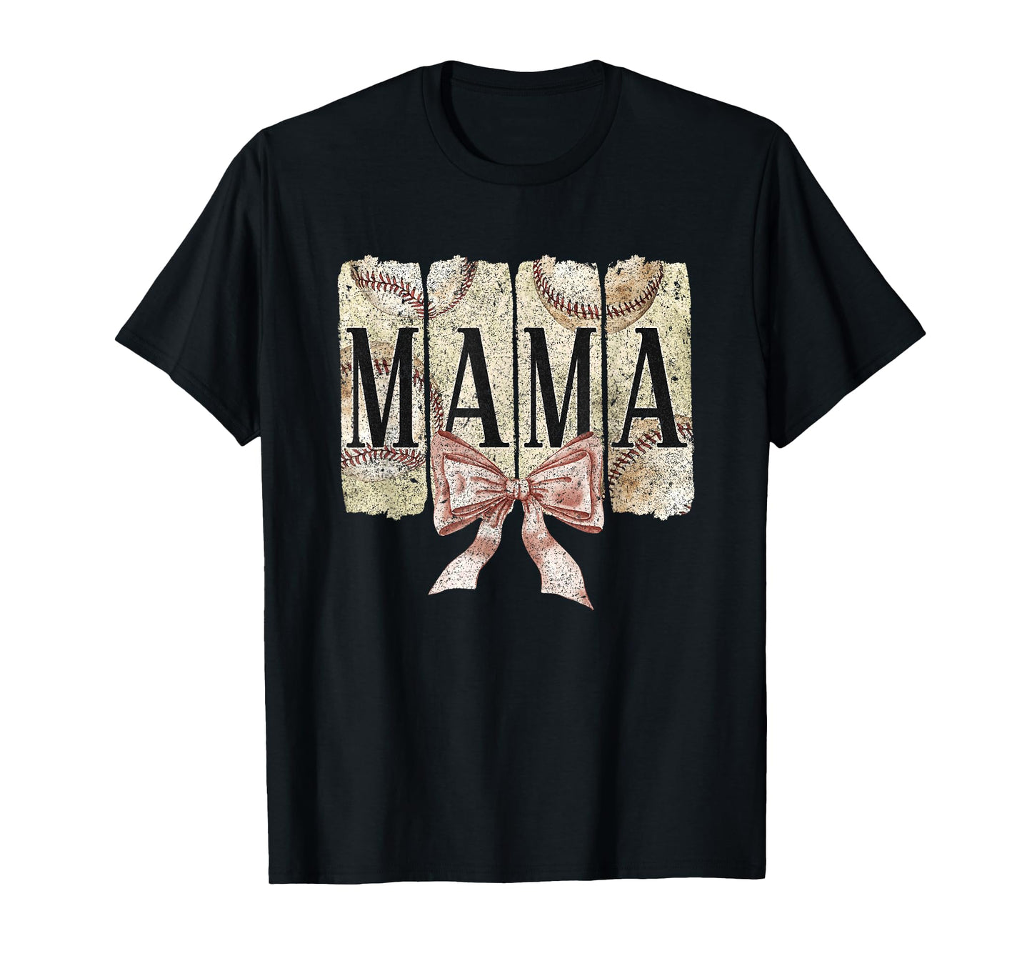 Mama Baseball Bow Rustic T-Shirt - Minimalist Print Unisex - T-Shirt, Sweatshirt, Hoodie