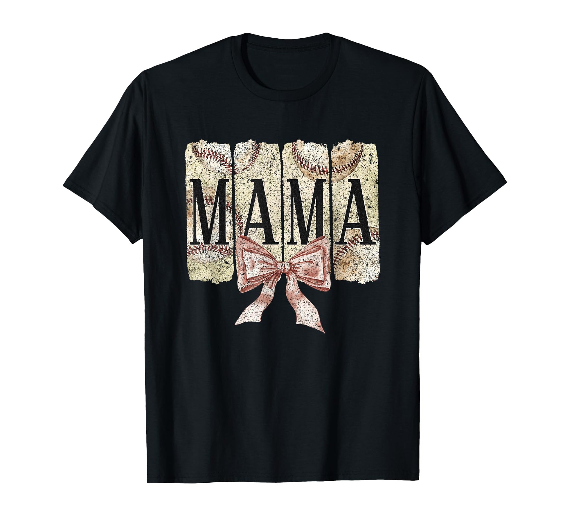 Mama Baseball Bow Rustic T-Shirt - Minimalist Print Unisex - T-Shirt, Sweatshirt, Hoodie