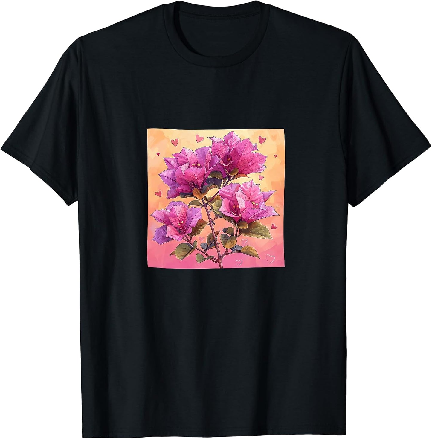Bougainvillea Flowers With Hearts Around Merch - Adult & Kids T-Shirts, Sweatshirts & Hoodies apparel design preview 1