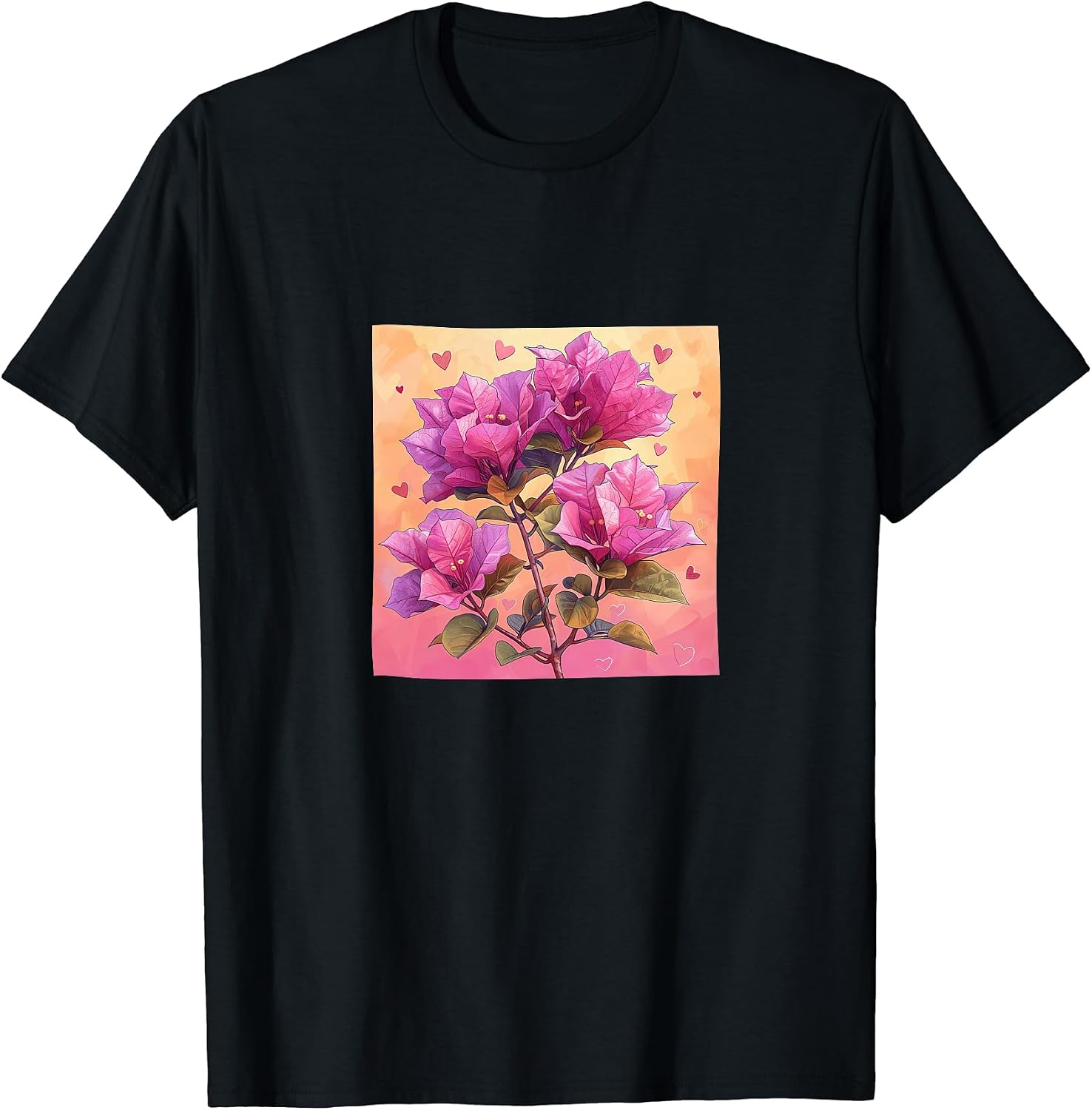 Bougainvillea Flowers With Hearts Around Merch - Adult & Kids T-Shirts, Sweatshirts & Hoodies apparel design preview 1