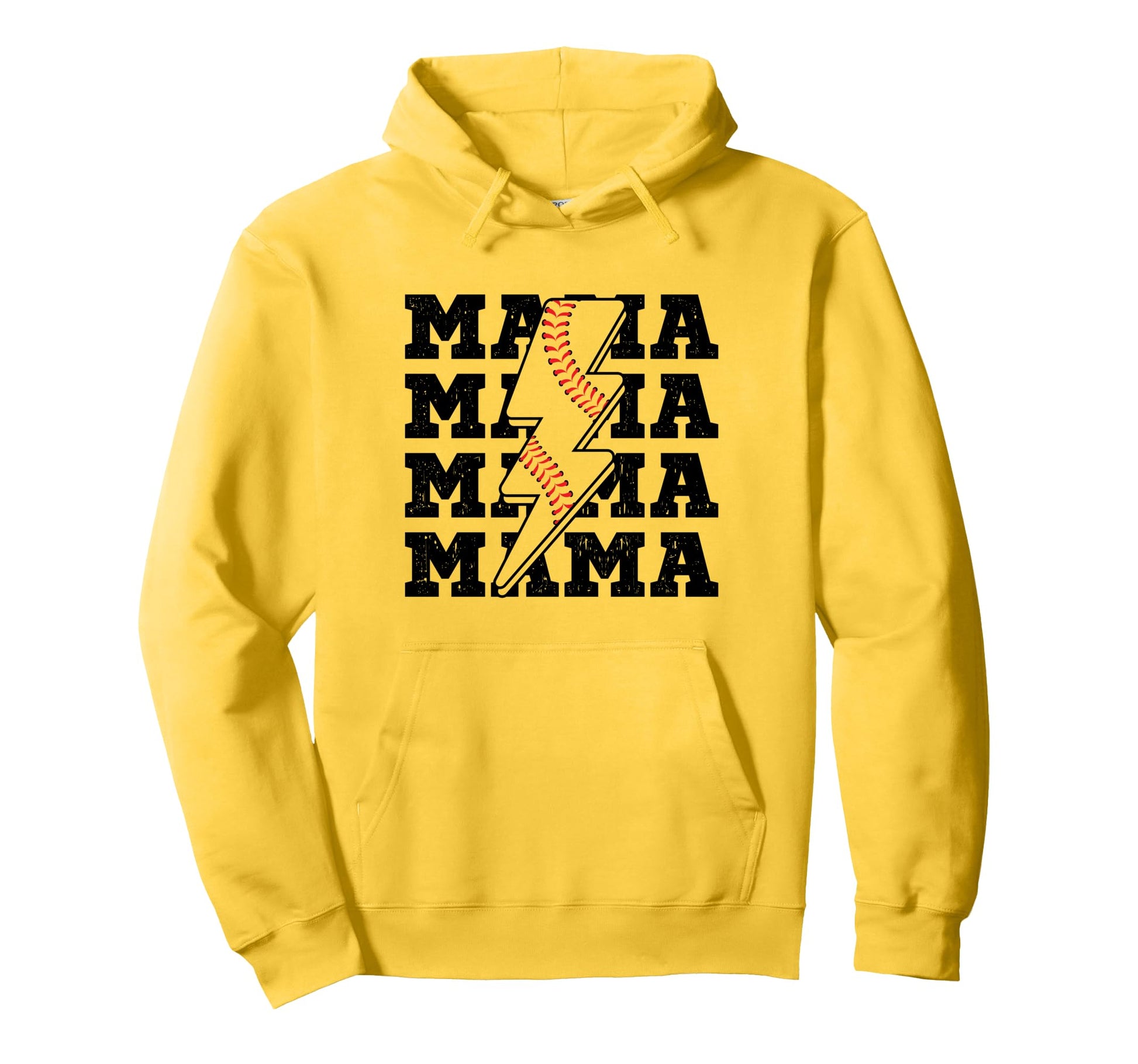 Baseball Mama Distressed Lightning Hoodie - Custom Art Print for Adults - T-Shirt, Sweatshirt, Hoodie