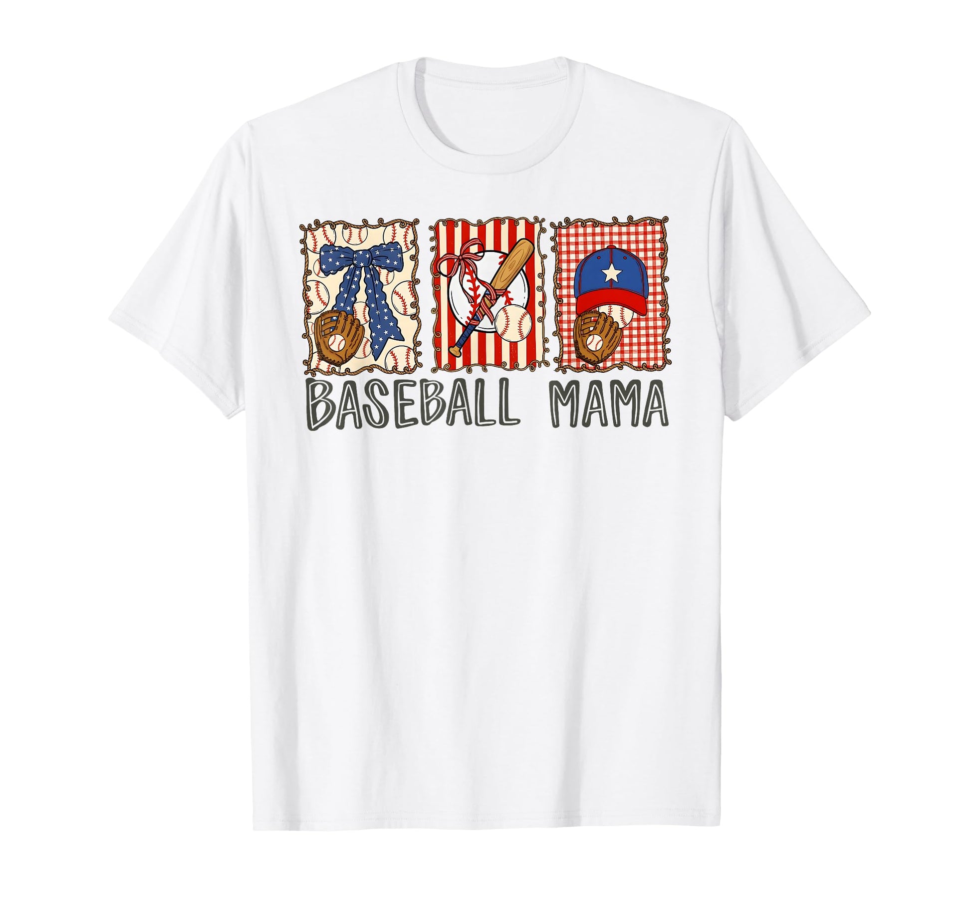 Preppy Baseball Mama Baseball Mom T-Shirt - Aesthetic Graphic for Adults - T-Shirt, Sweatshirt, Hoodie