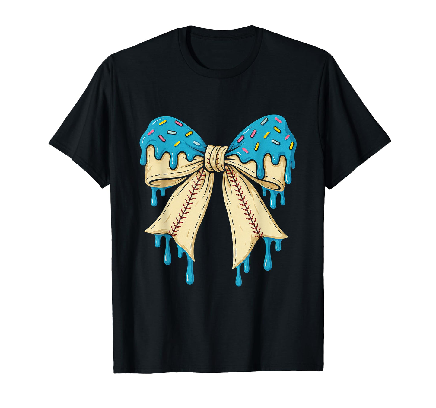 Baseball Bow Ice Cream Dripping T-Shirt - Novelty Apparel Men Women - T-Shirt, Sweatshirt, Hoodie