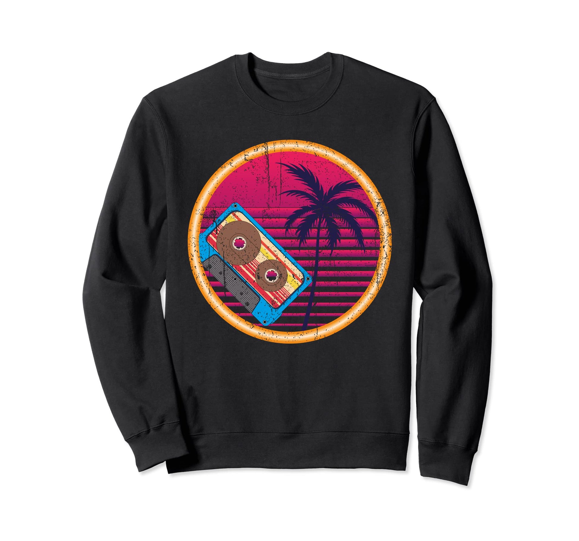 80S Music Cassette Synthwave Sweatshirt - Novelty Apparel for Adults - T-Shirt, Sweatshirt, Hoodie