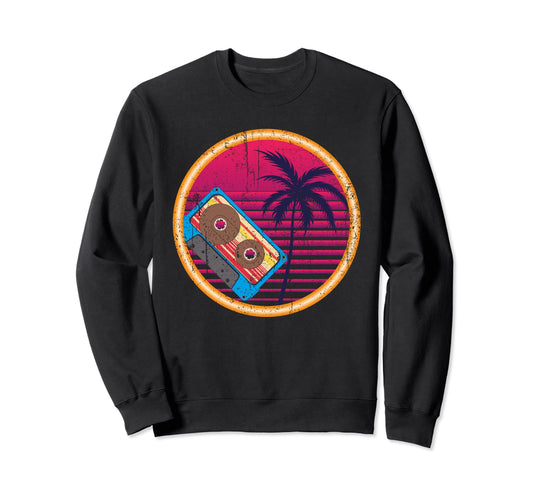 80S Music Cassette Synthwave Sweatshirt - Novelty Apparel for Adults - T-Shirt, Sweatshirt, Hoodie