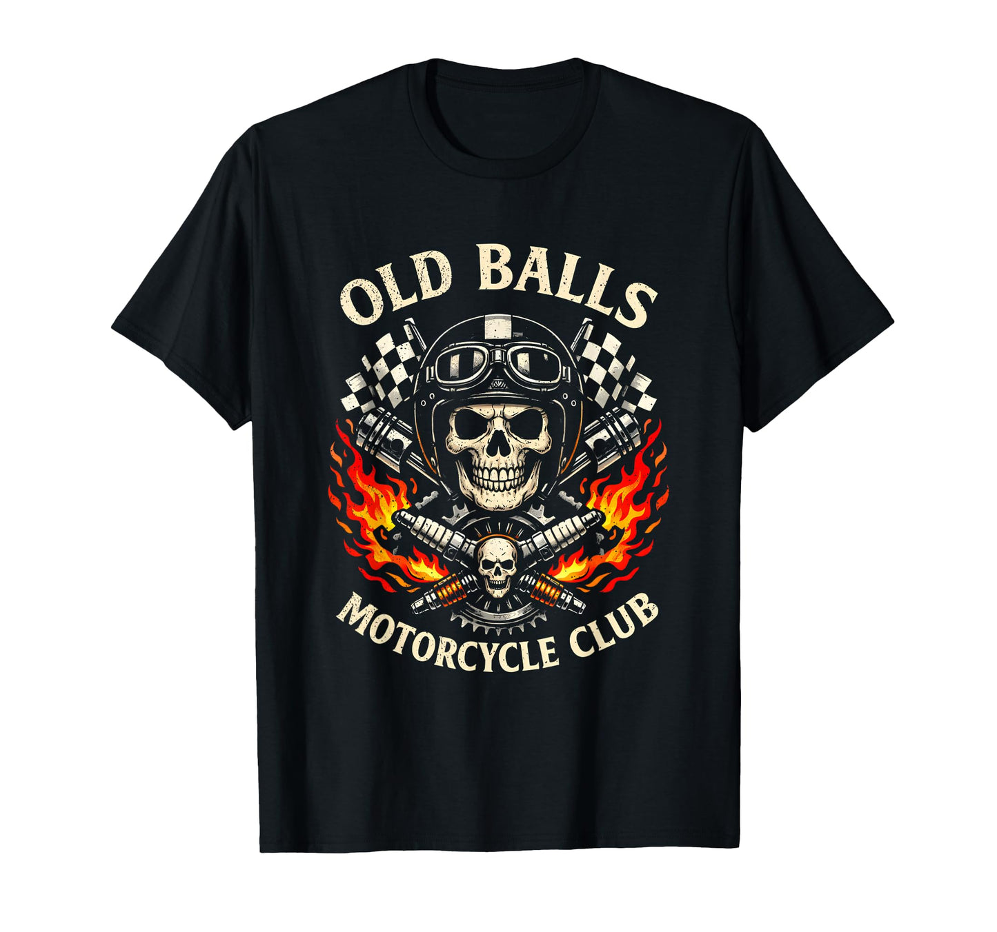 Old Balls Motorcycle Club Funny Skull T-Shirt - Custom Art Print Unisex - T-Shirt, Sweatshirt, Hoodie