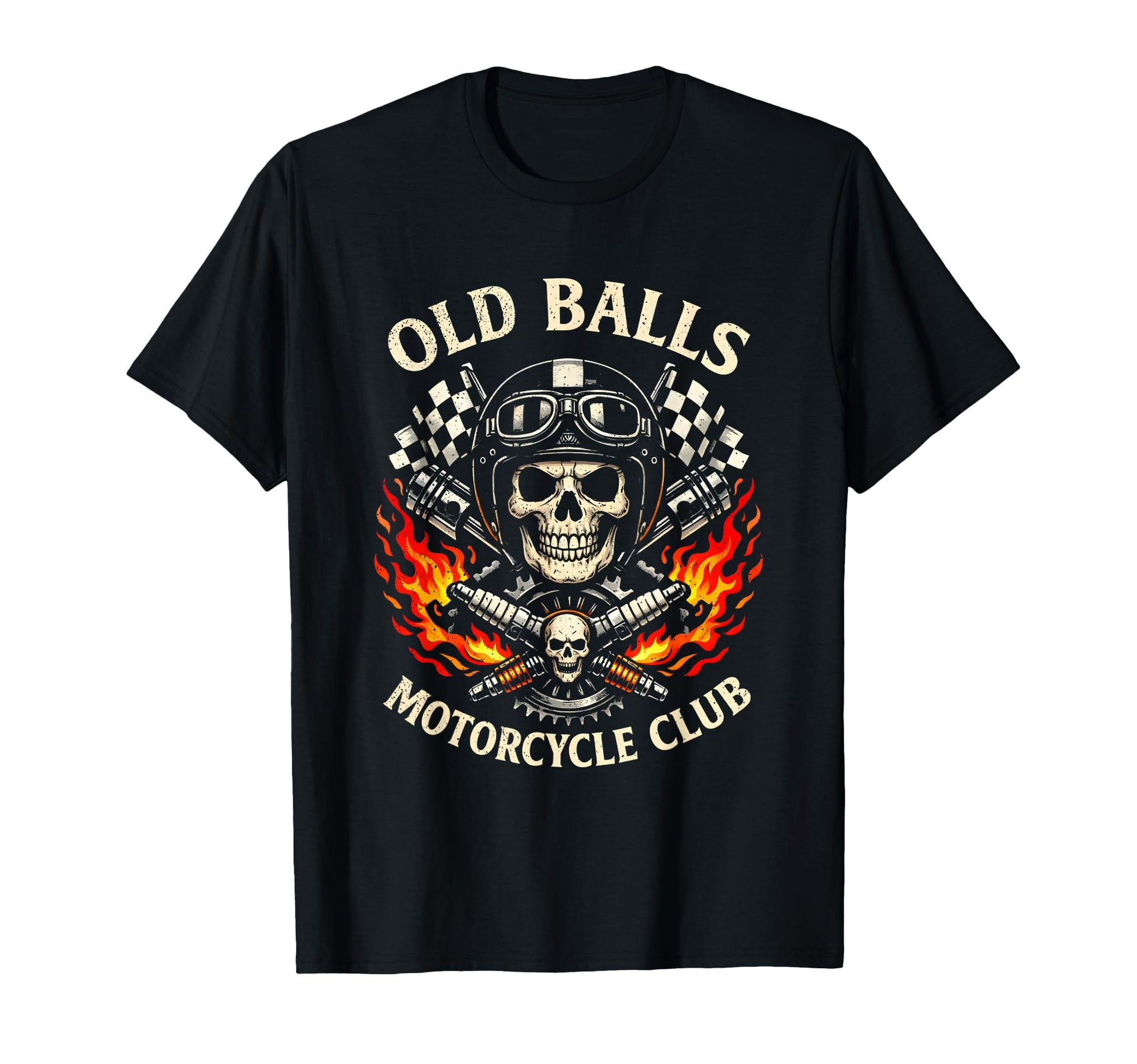 Old Balls Motorcycle Club Funny Skull T-Shirt - Custom Art Print Unisex - T-Shirt, Sweatshirt, Hoodie