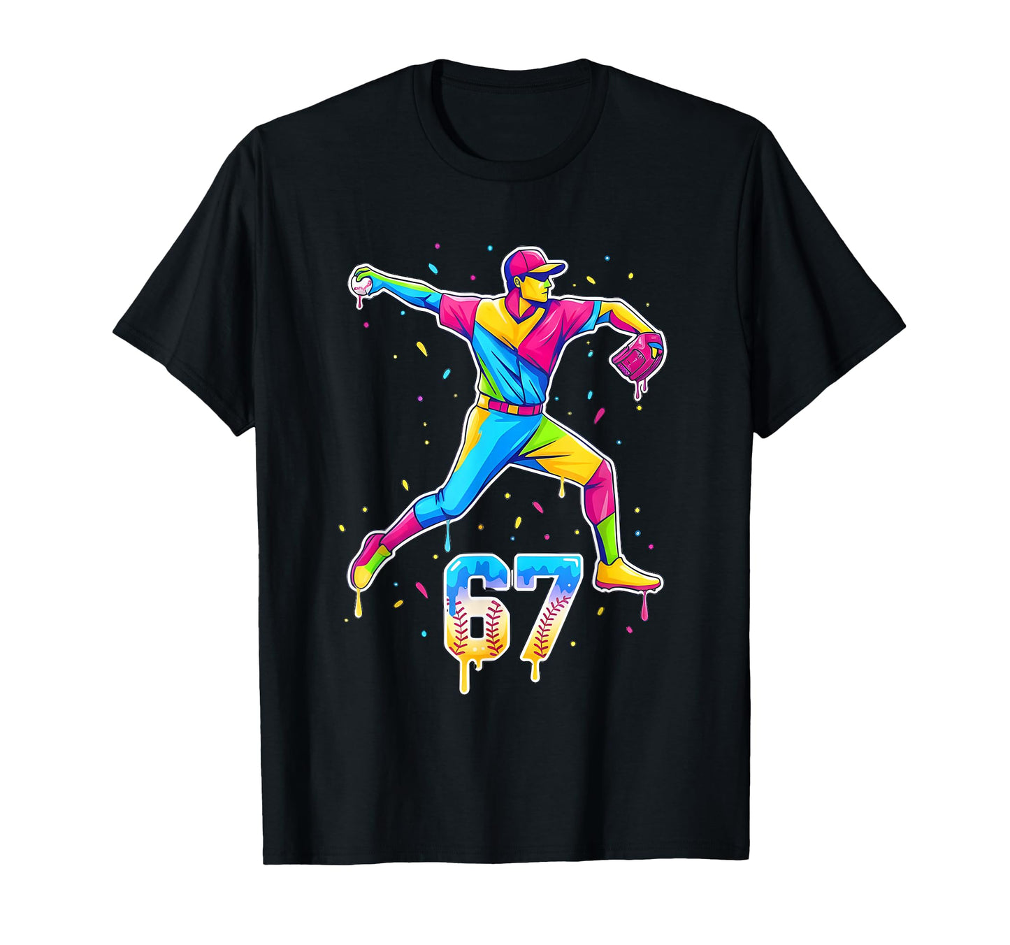 Baseball Drip Ice Cream Number 67 T-Shirt - Unique Graphic Men Women - T-Shirt, Sweatshirt, Hoodie
