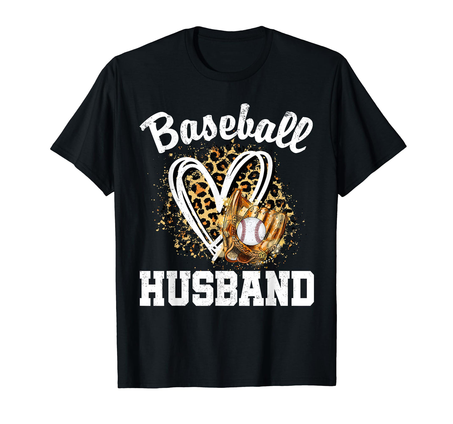 Baseball Husband Leopard Heart Matching T-Shirt - Unique Graphic Men Women - T-Shirt, Sweatshirt, Hoodie