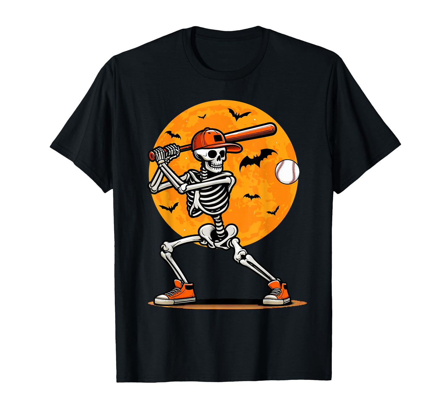 Baseball Skeleton Spooky Halloween T-Shirt - Streetwear Style Unisex - T-Shirt, Sweatshirt, Hoodie
