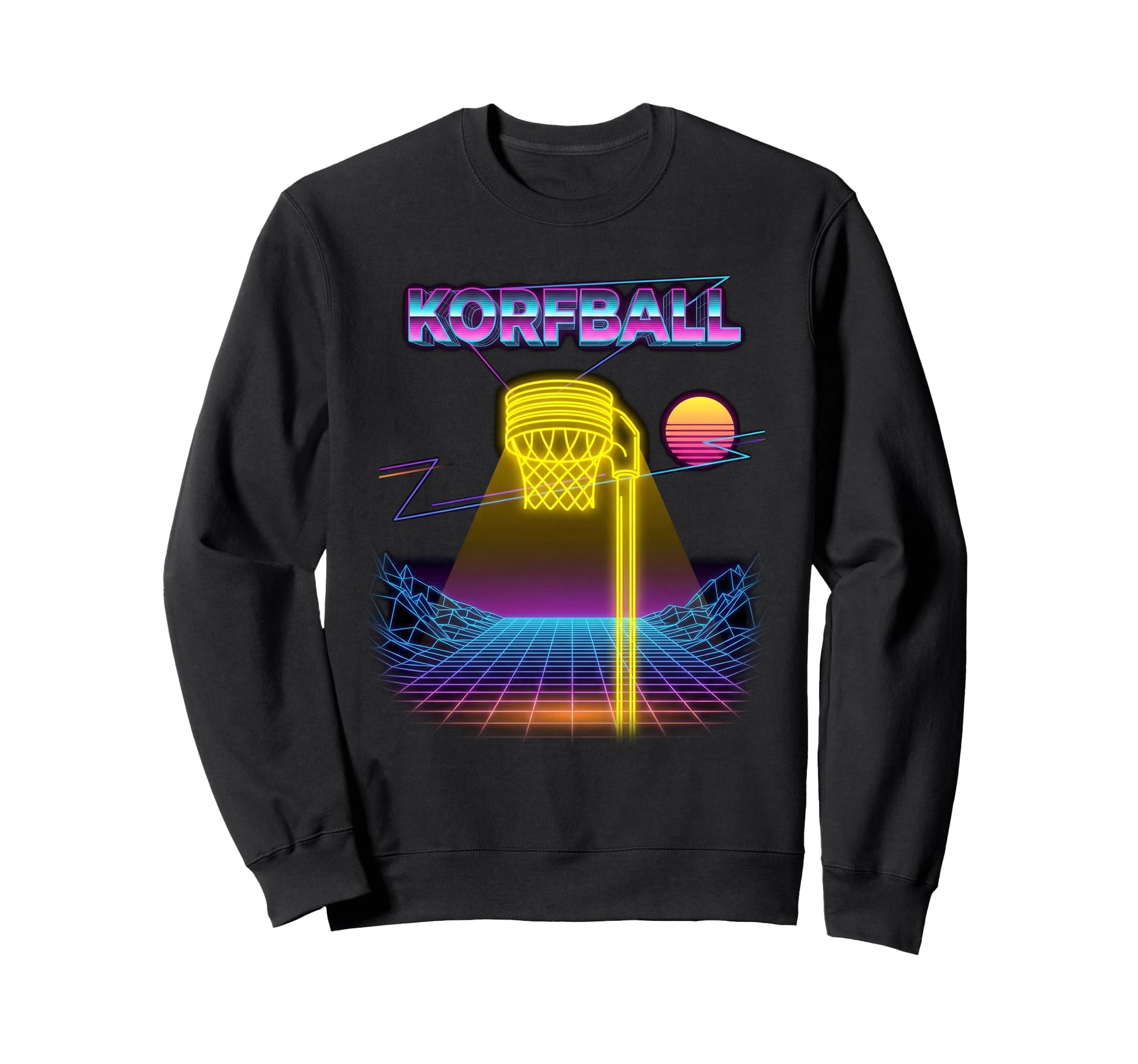 80S Neon Synthwave Korfball Sports Sweatshirt - Custom Art Print Men Women - T-Shirt, Sweatshirt, Hoodie