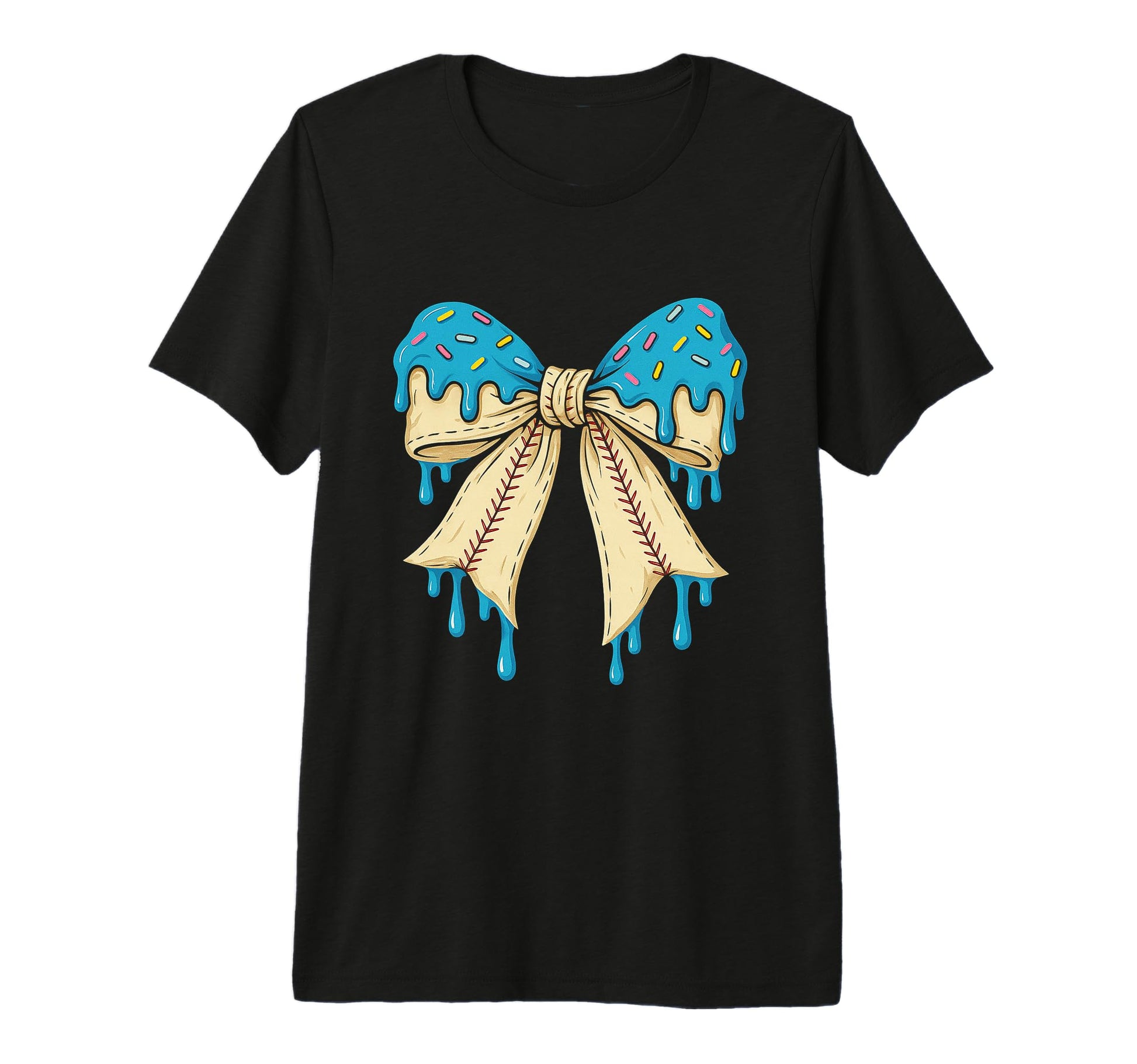 Baseball Bow Ice Cream Dripping T-Shirt - Fun Novelty Design Men Women - T-Shirt, Sweatshirt, Hoodie