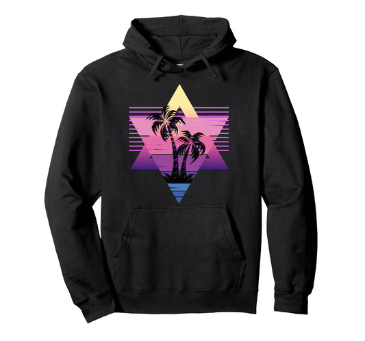 80S Vaporwave Palm Trees Sunset Hoodie - Trendy Graphic Men Women - T-Shirt, Sweatshirt, Hoodie