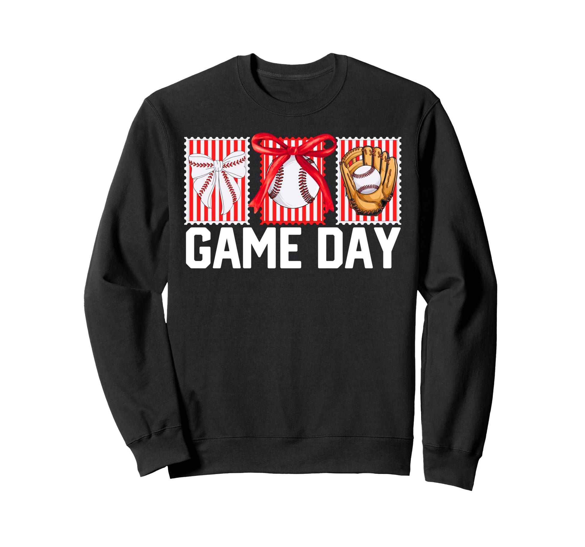 Baseball Stamps Coquette Bow Sweatshirt - Minimalist Print for Adults - T-Shirt, Sweatshirt, Hoodie