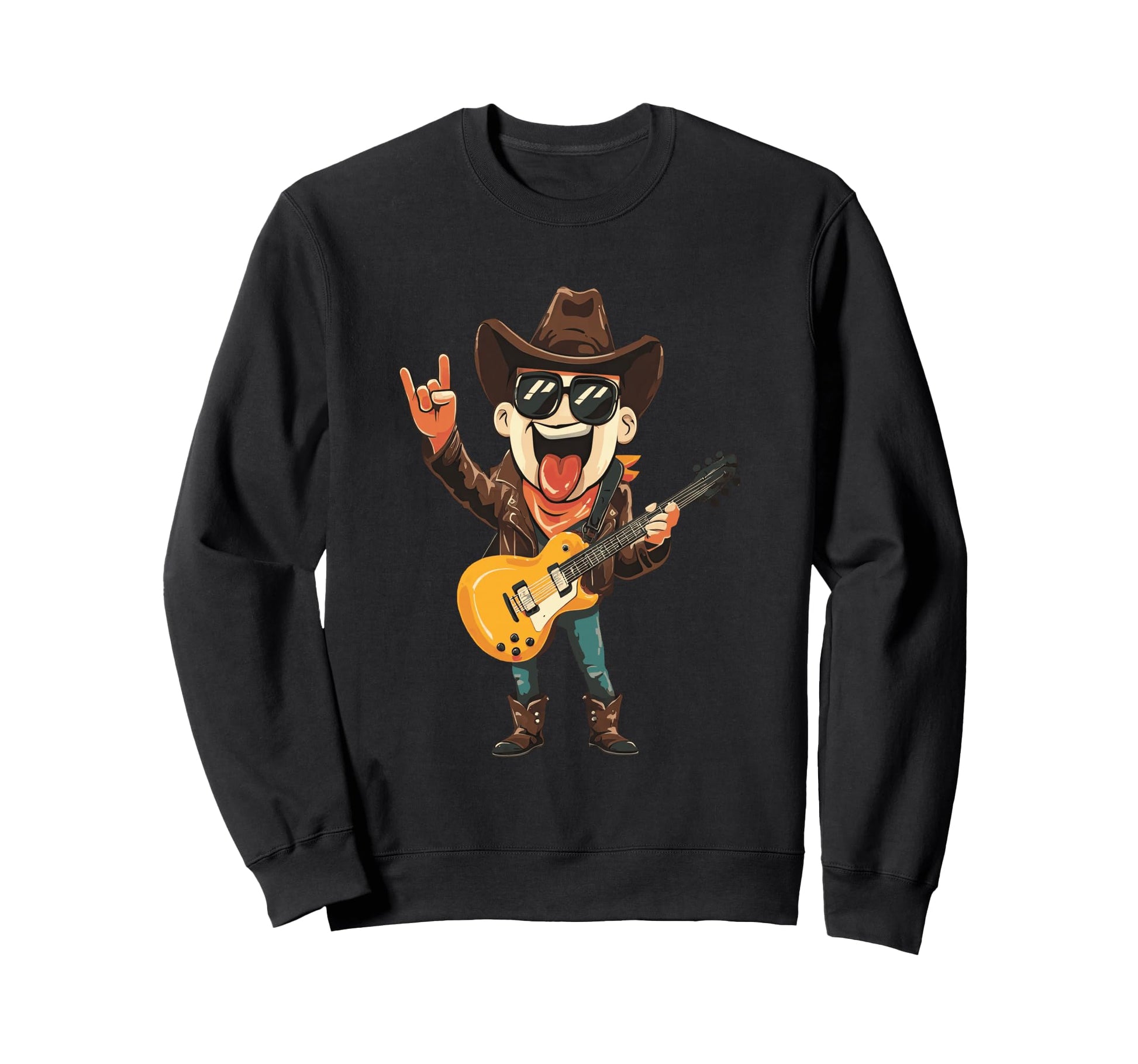 Funny Cowboy Guitarist Rock Music Sweatshirt - Casual Everyday Wear Unisex - T-Shirt, Sweatshirt, Hoodie