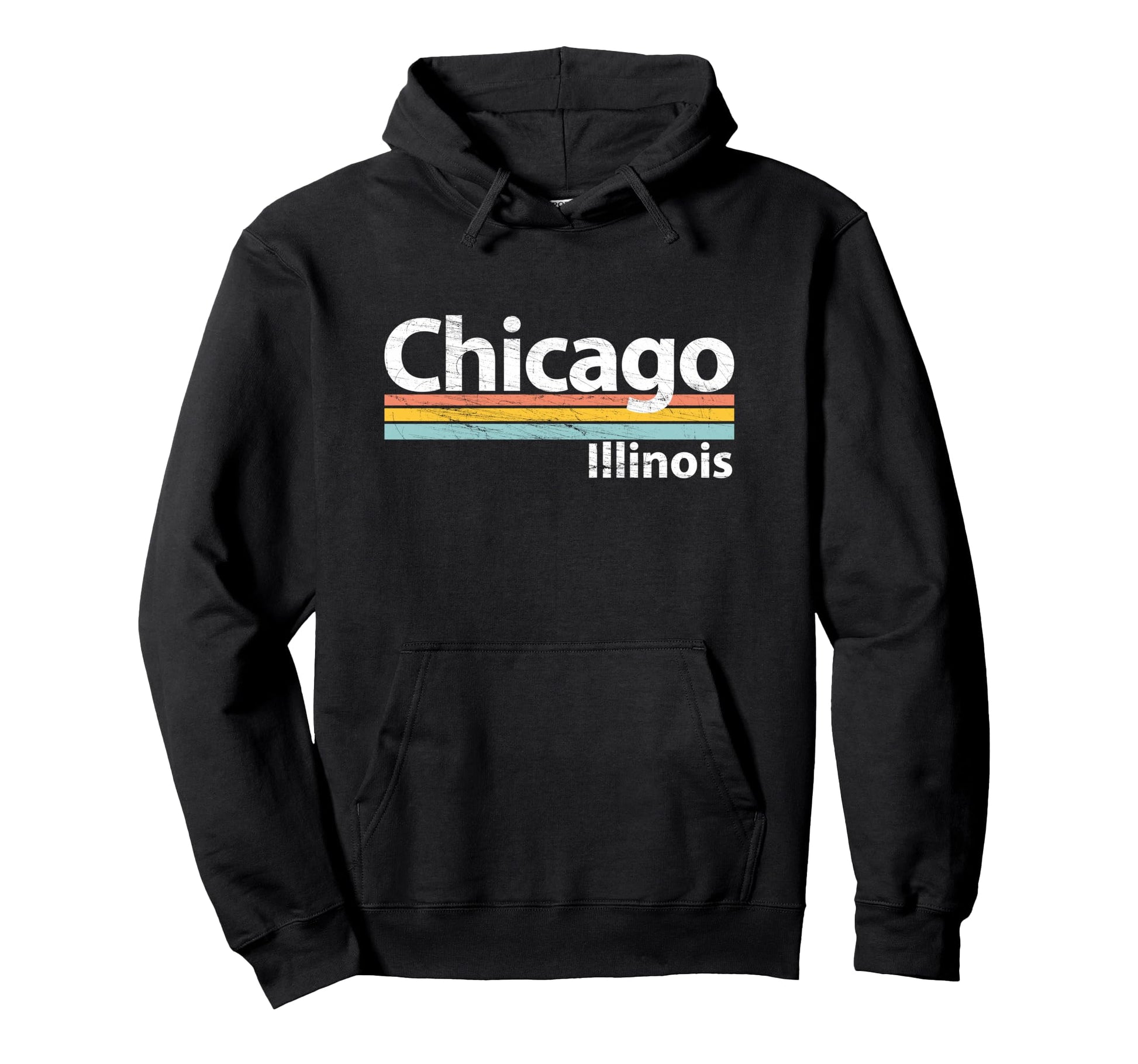 Chicago Illinois Worn Stripes Hoodie - Fun Novelty Design Men Women - T-Shirt, Sweatshirt, Hoodie