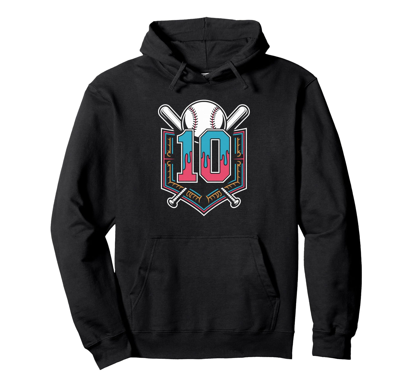 Baseball Turns 10 Ready Birthday Hoodie - Casual Everyday Wear Men Women - T-Shirt, Sweatshirt, Hoodie