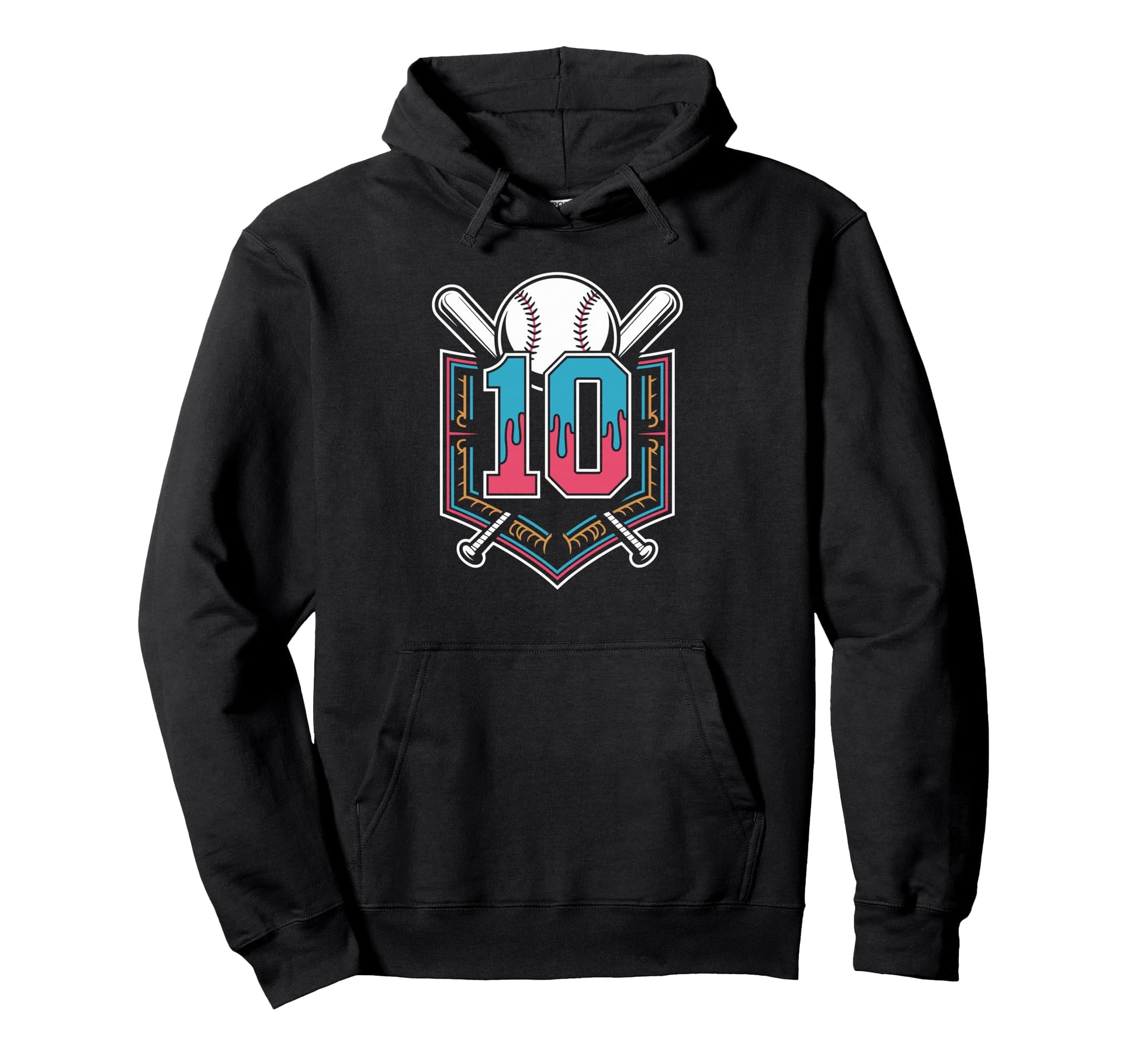 Baseball Turns 10 Ready Birthday Hoodie - Casual Everyday Wear Men Women - T-Shirt, Sweatshirt, Hoodie