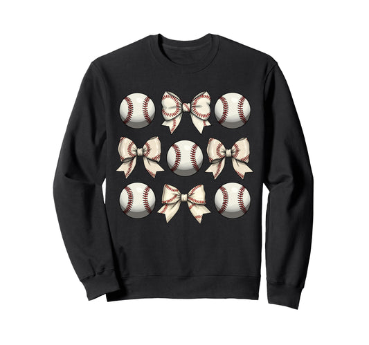 Baseball Coquette Bow Mothers Day Sweatshirt - Graphic Print Men Women - T-Shirt, Sweatshirt, Hoodie